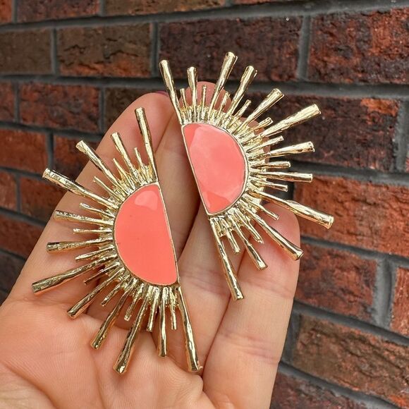 Zara Sun Radiant Gold Statement Stud Earrings - Picture 4 of 6